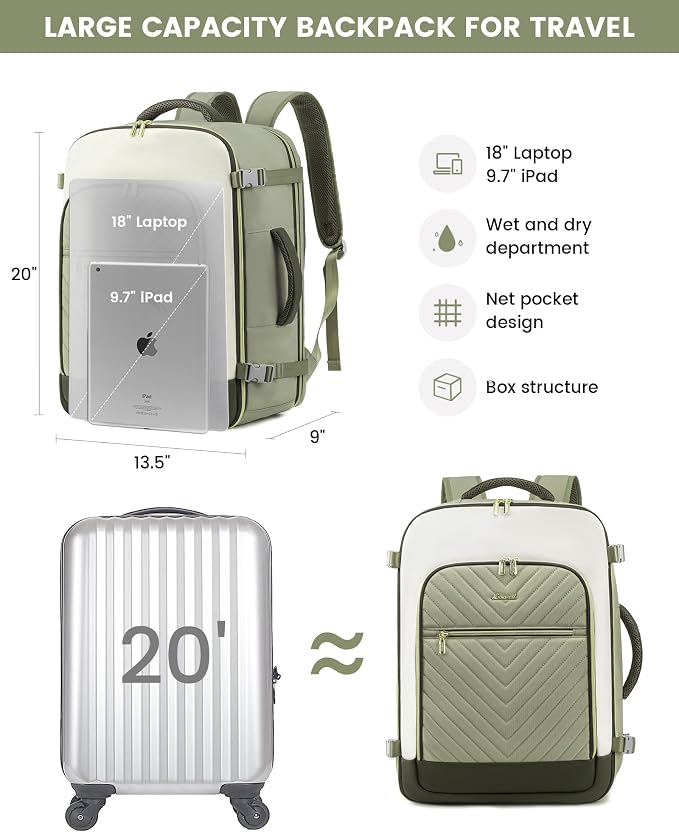 LOVEVOOK Large Travel Backpack for Women, TSA Carry on Backpack for Airplanes - Image 5