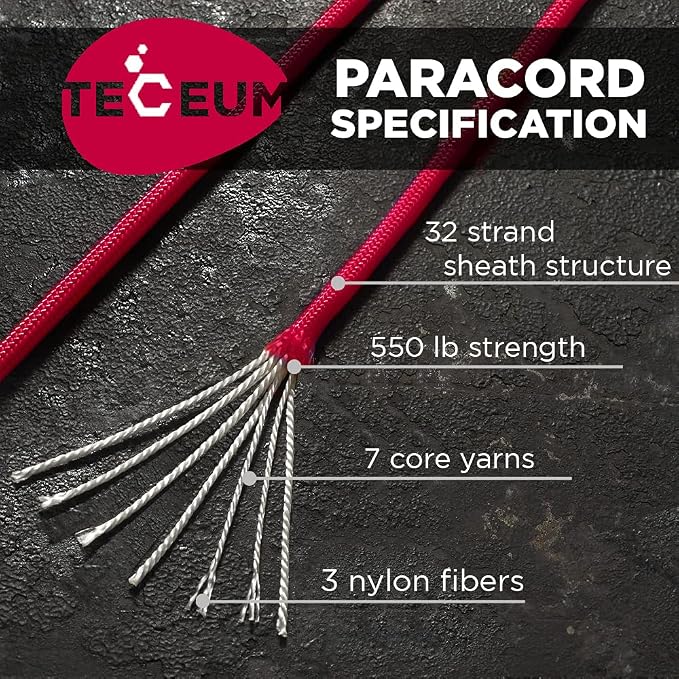 TECEUM Reflective Paracord Rope 1000 – 1000ft/200ft/100ft/50ft – 40+ Colors – - Image 2