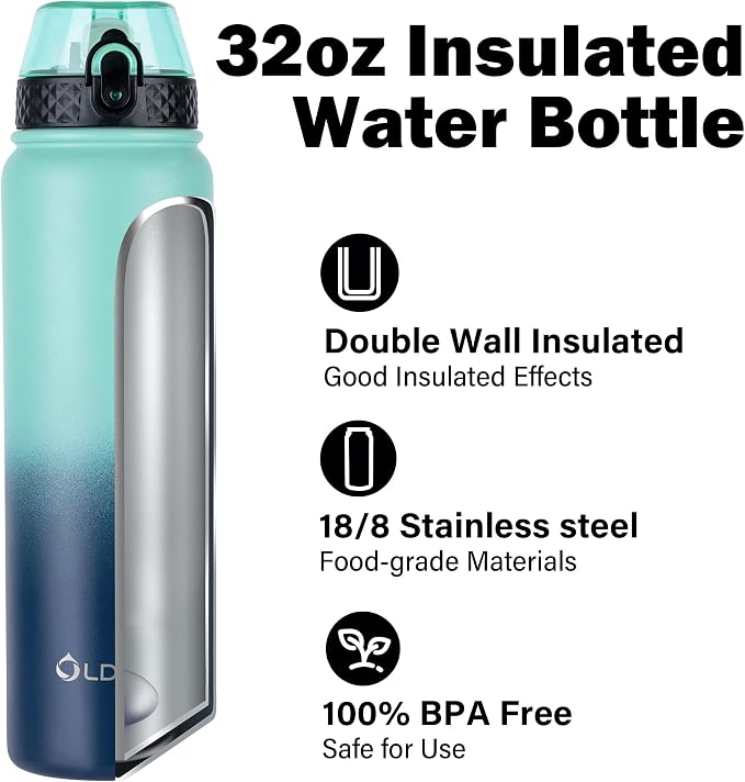 Oldley Insulated Water Bottle 32 oz Stainless Steel - Image 4