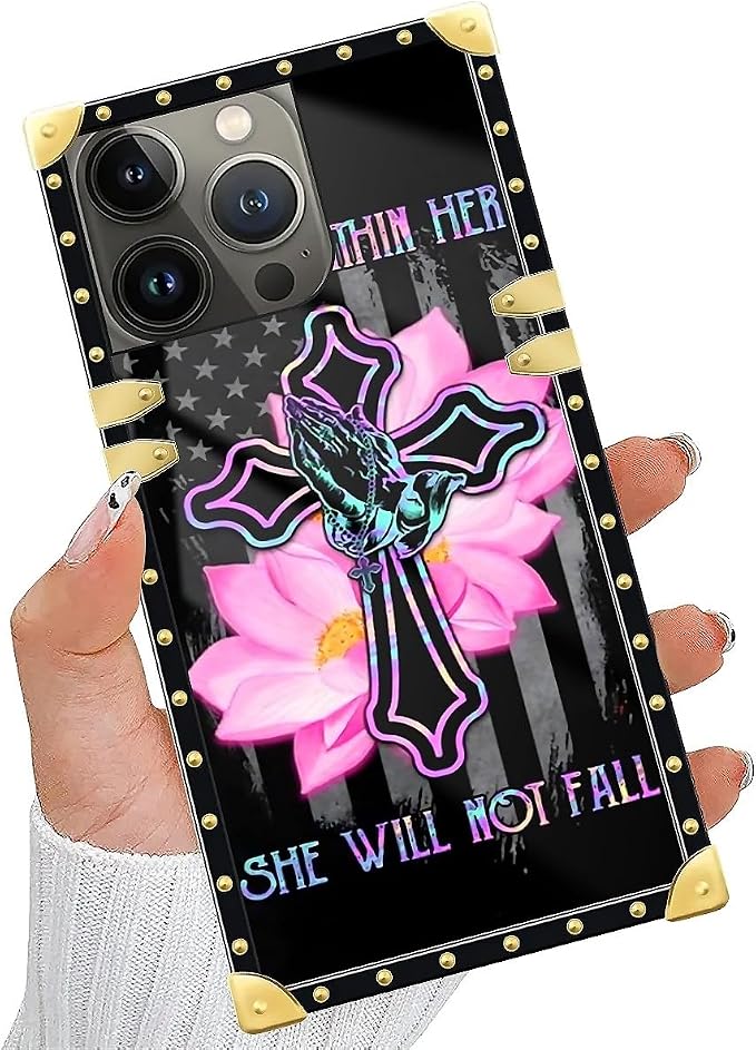Compatible with iPhone 15 Pro Max Case, Praying Cross Hands Luxury Golden - Image 5