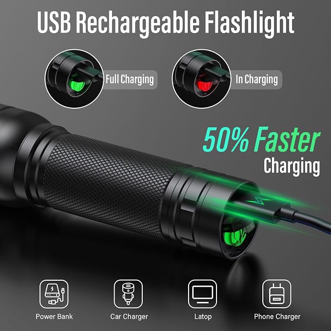 RECHOO Rechargeable Flashlights High Lumens, G1000 Super Bright Flash Light - Image 3