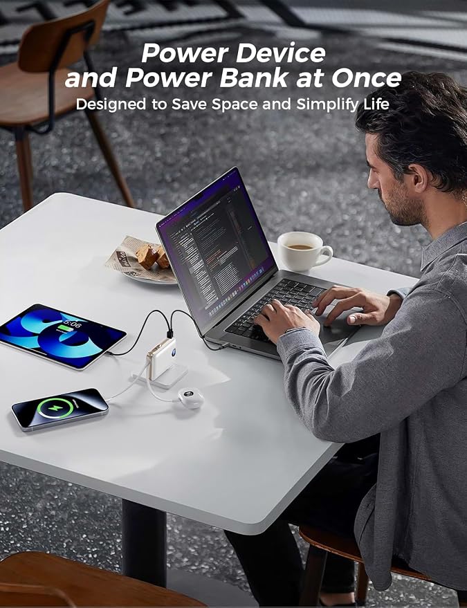 Portable Charger with Built-in Cables & Wall Plug, 10000mAh Power Bank - Image 6