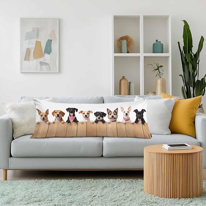 Dog Rectangle Body Pillow Covers Cute Puppy Dogs 20"X54" Couch Body Pillow - Image 2