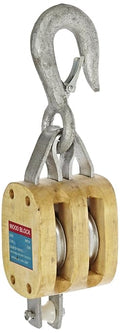 Indusco C0616900101 4" Double Wood Manila Rope Block by Indusco