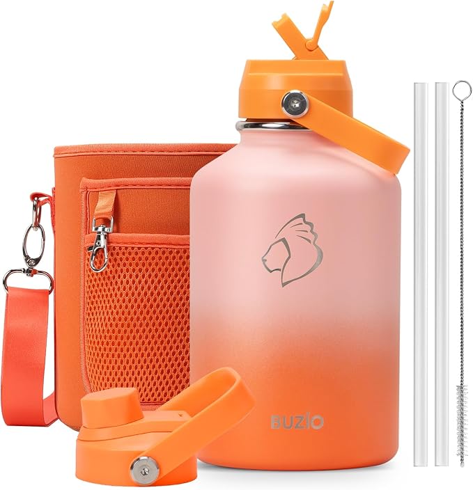 BUZIO 64oz Insulated Water Bottle, Stainless Steel Water Flask by BUZIO