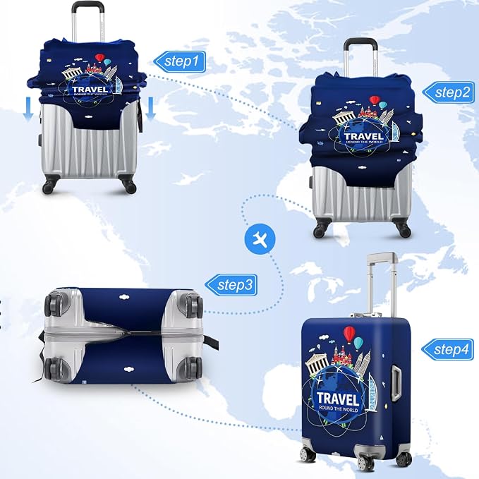 ANNA QUEEN Travel Globe Airplane Luggage Cover -Stretchable Airplane Suitcase - Image 6