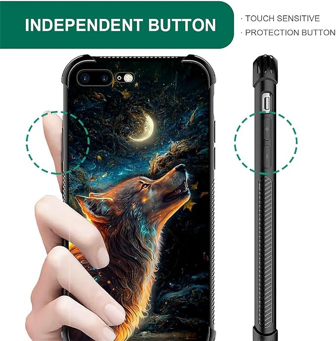 for iPhone 7/8 Case, Star Cave Hungry Wolf Pattern Graphic Design Girl Boy Soft - Image 6