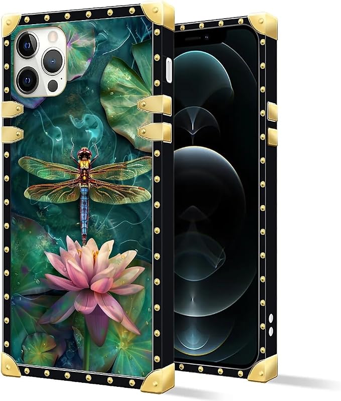 Compatible with iPhone 11 Pro Max Case, Colourful Dragonfly Pink Lily Pads - Image 2