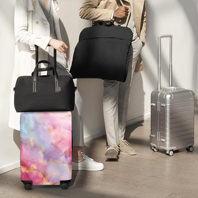 ANNA QUEEN Pink Marble Travel Luggage Cover -Stretchable Airplane Suitcase - Image 8