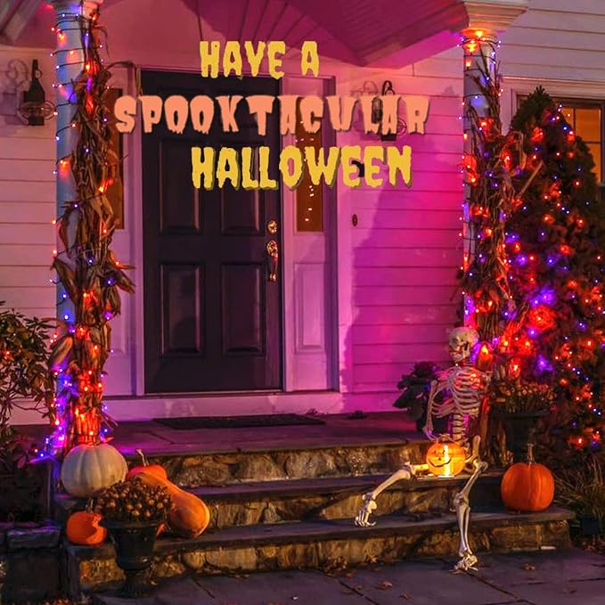 75.8 FT 200 LED Orange and Purple Halloween Tree Lights Indoor Outdoor - Image 2