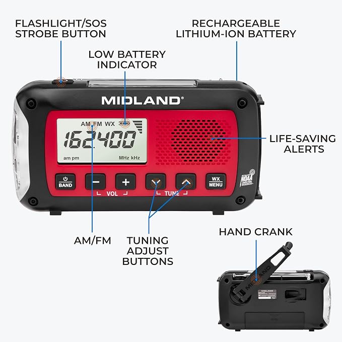 Midland ER40 Emergency Crank Weather Alert Radio w/Flashlight - Image 5