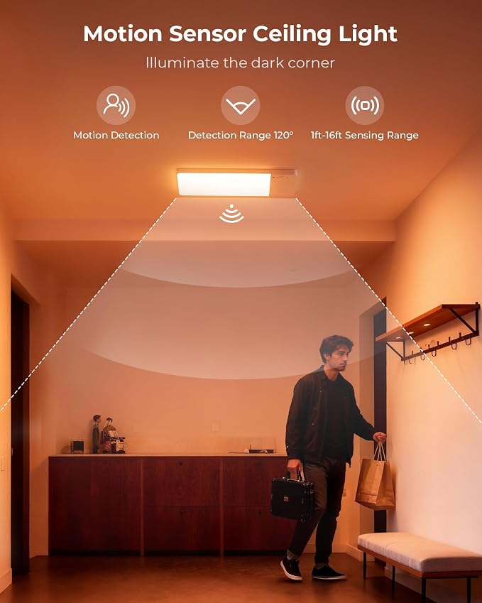 FULEN 2 Pack Rechargeable Motion Sensor Ceiling Light RGB Color, Closet Light - Image 4