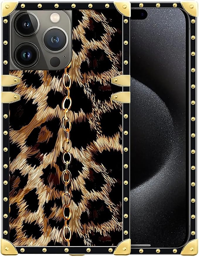 Compatible with iPhone 16 Pro Max Case, Seamless Gold Chain Leopard Luxury by Unknown