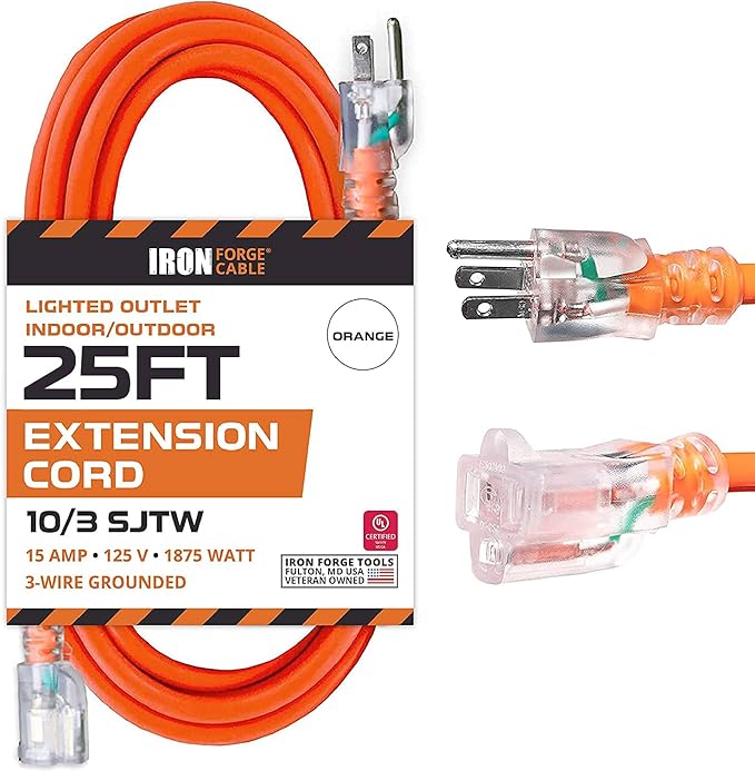 Iron Forge Cable Lighted Outdoor Extension Cord 25 Ft by IronForgeCable