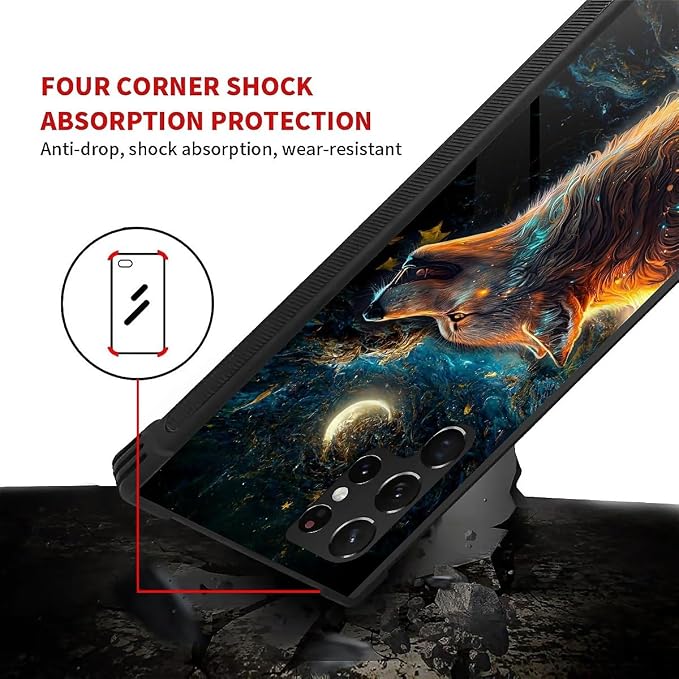 for Samsung Galaxy S22 Ultra Case, Star Cave Hungry Wolf Pattern Graphic Design - Image 4