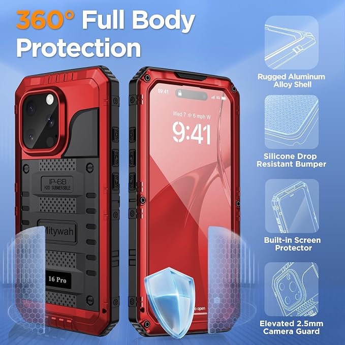 Mitywah Waterproof Case for iPhone 16 Pro, Shockproof Heavy Duty Case - Image 5