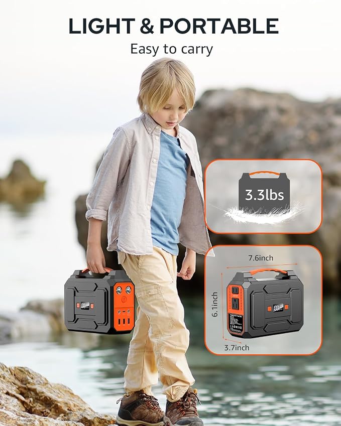 Portable Power Station Bank 146Wh 200W Peak, Solar Powered Power Bank - Image 6