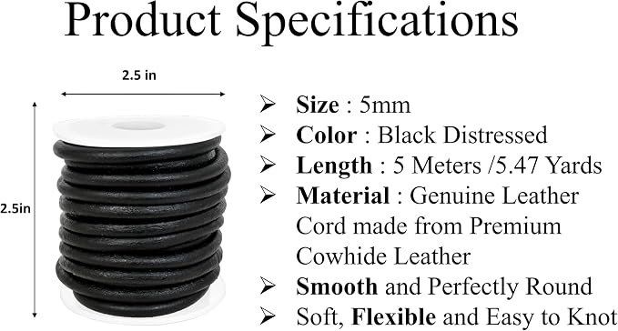 GENIQUE Real/Genuine Round Leather String Cord - Image 2