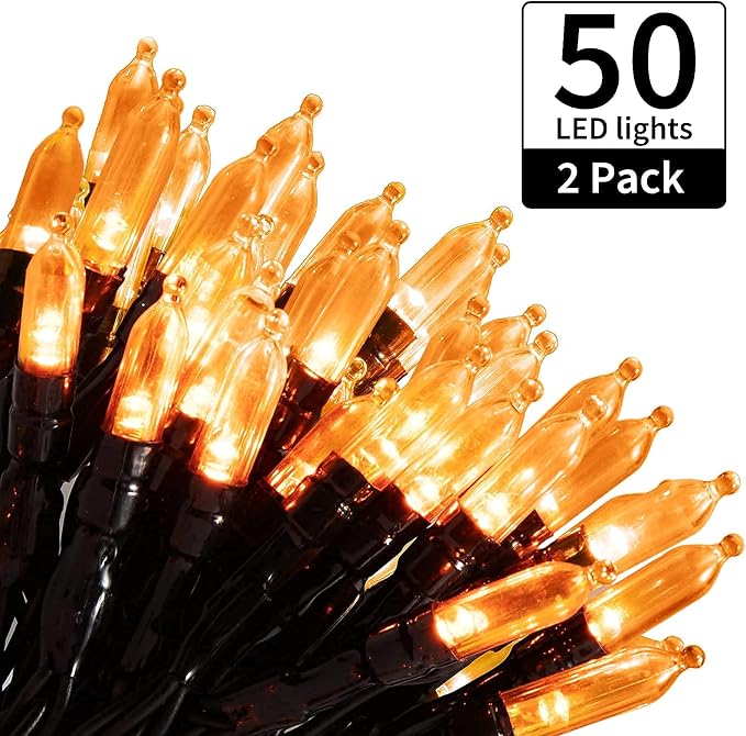 Halloween Orange String Lights Decorations，2 Pack 17.8 Feet 50 LED Battery - Image 5