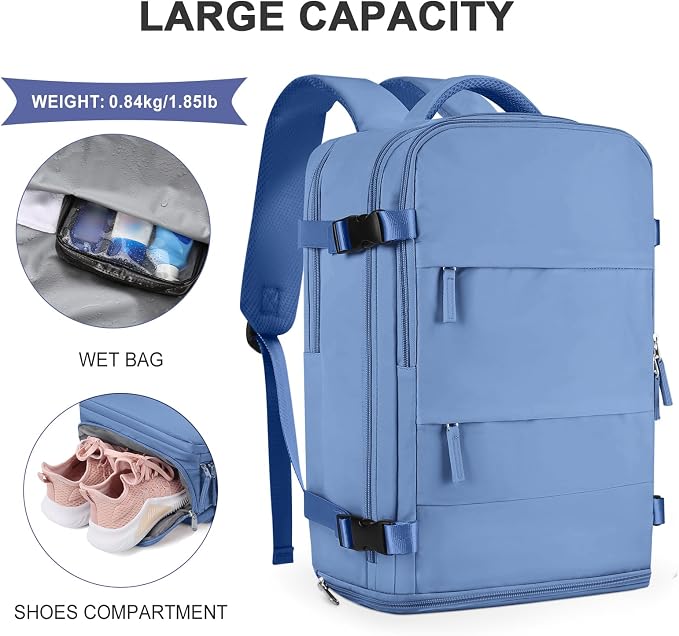 coowoz Large Travel Backpack For Women Men, Carry On Backpack Flight Approved - Image 4