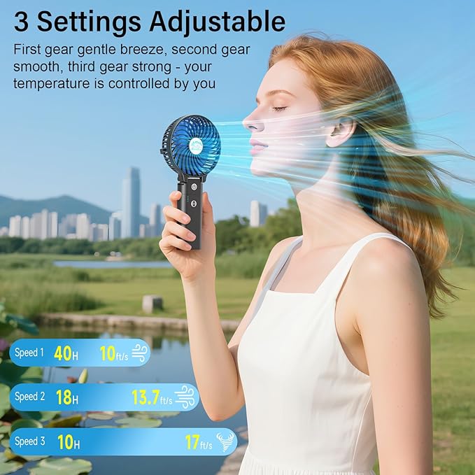 HandFan 10400mAh Powerful Handheld Fan, 40Hrs Long-Lasted Hand Fan Rechargeable - Image 5