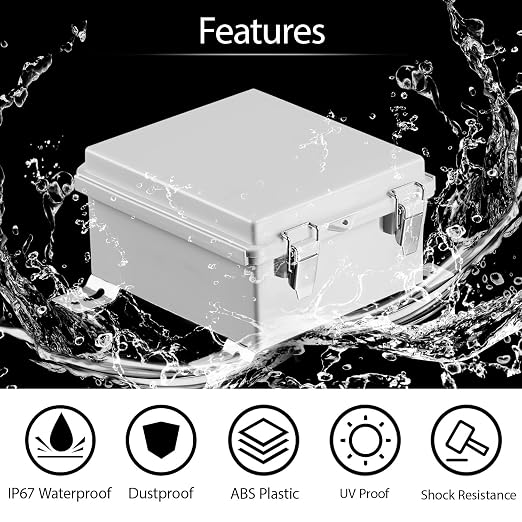 LeMotech Electrical Box, IP67 Waterproof Hinged Cover Stainless Steel Latch - Image 3