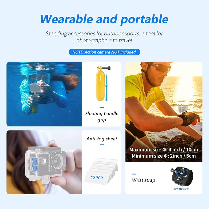 NEEWER 50 in 1 Action Camera Accessory Kit Compatible - Image 5