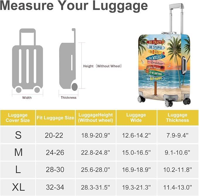 ANNA QUEEN Beach Quote Luggage Cover, Inspirational Summer Travel Suitcase - Image 4