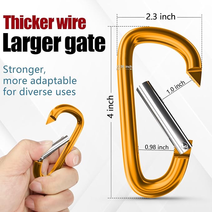 sprookber 4" & 5" Extra Large Aluminum Carabiner D Ring, Caribeener Clips - Image 2