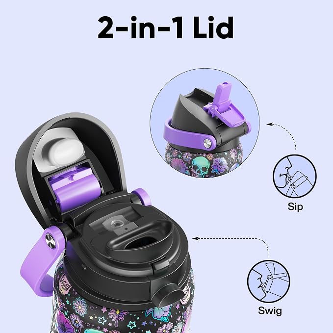 Insulated Water Bottle with Straw - Image 2