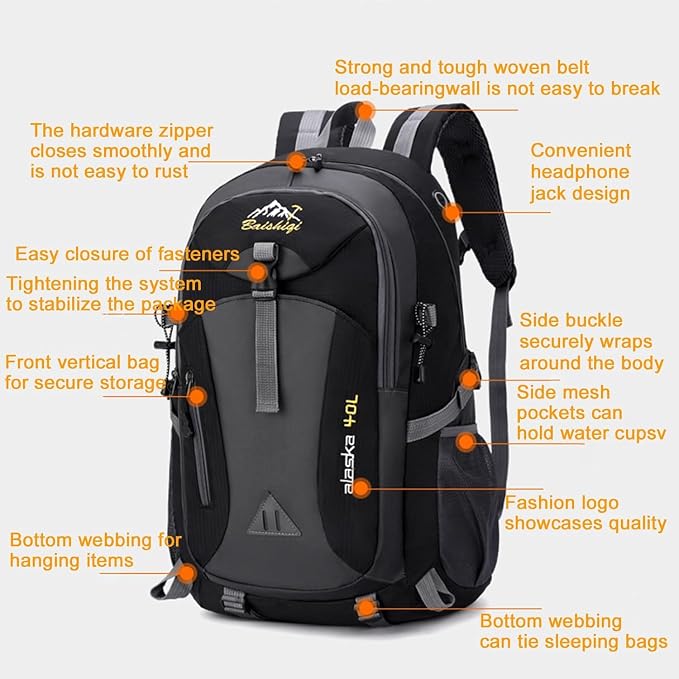 40L Hiking Backpack, Lightweight Daypack - Image 3