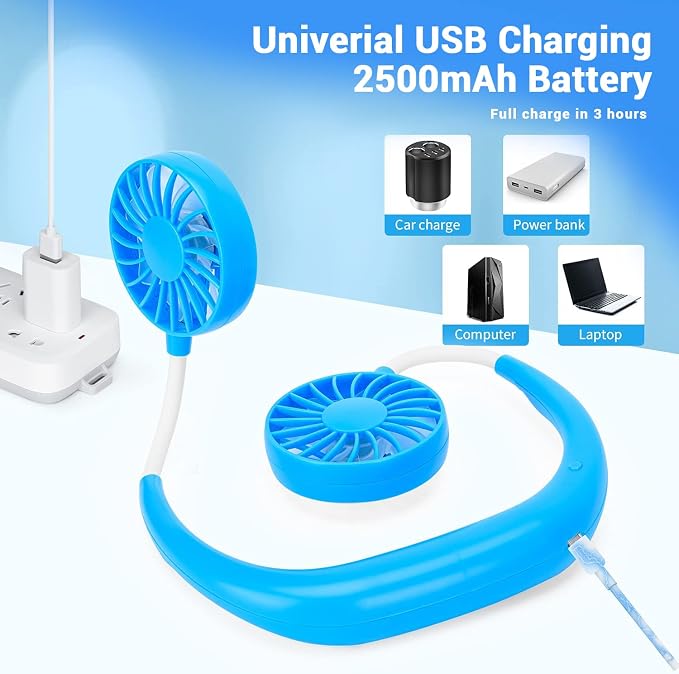 Portable Neck Fan Rechargeable Personal Hand-Free Fan Mini USB Wearable - Image 5