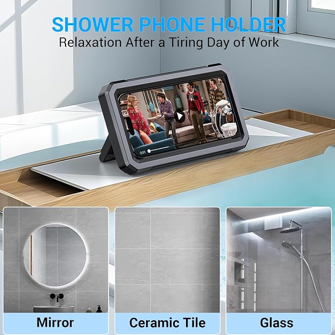 Coolpow Shower Phone Holder Waterproof【480°Rotatable】Retractable Adjustable - Image 5