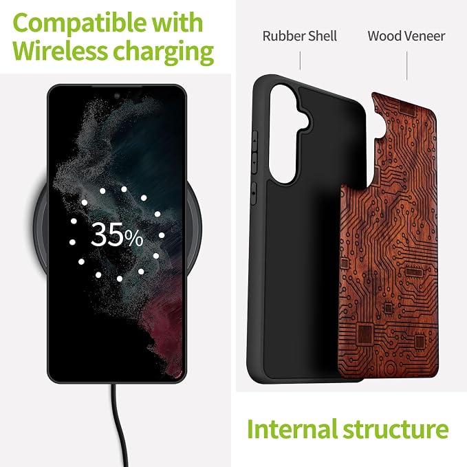 Carveit Wood Case for Galaxy S24 Plus Case Shockproof Protective Cover Unique - Image 5