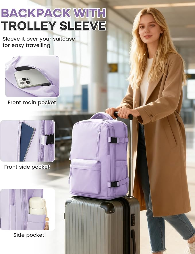 WONHOX Large Travel Backpack Carry on Flight Approved Laptop Work Business - Image 6