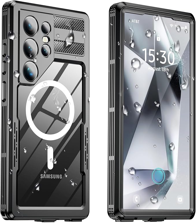 for Samsung Galaxy S24 Ultra Waterproof Case, Magnetic Heavy Duty Military by Haireca