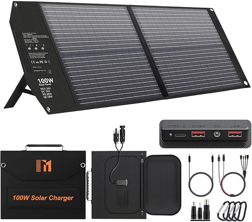 100W Portable Solar Panel USB-C PD 65W Fast Charging 24V MC4 DC QC3.0 USB-A by Mesuvida