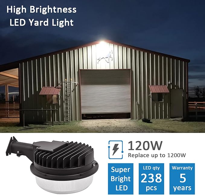 120W LED Barn Light, 18000lm Dusk to Dawn Outdoor Yard Lighting - Image 3