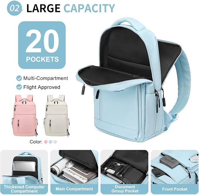 Waterproof Laptop Backpack for Men & Women, Flight Approved Anti-Theft Daypack - Image 4