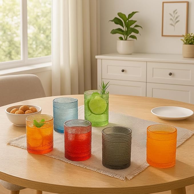Khen Plastic Hobnail Drinking Glasses Set of 6 Neutral Tones Cups 10oz - Image 8