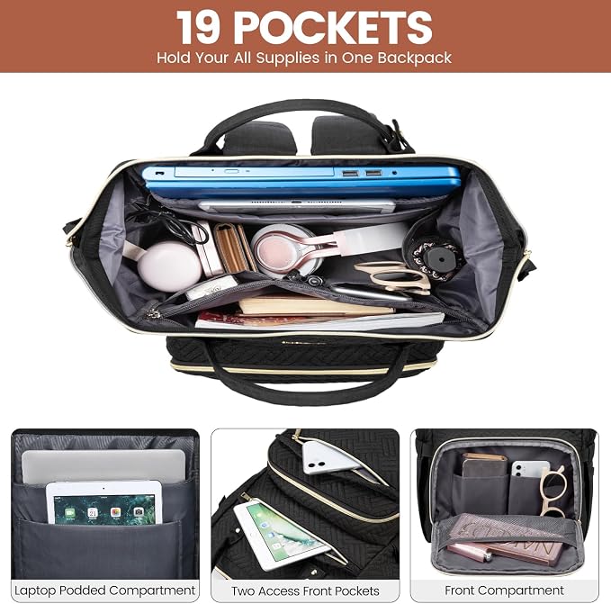 LOVEVOOK Laptop Backpack for Women, 17 Inch Professional Womens Travel Backpack - Image 3