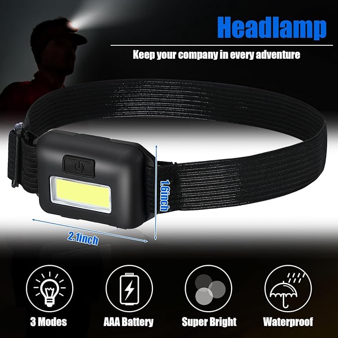 48 Pack LED Headlamp Flashlight Bright Waterproof Head Lamp Torch Cob Flood - Image 4