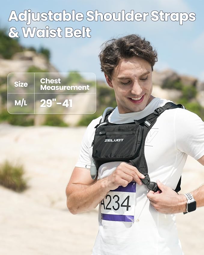 Zelvot Running Vest with 1L Water Bladder, USA Original Patent, Adjustable - Image 7