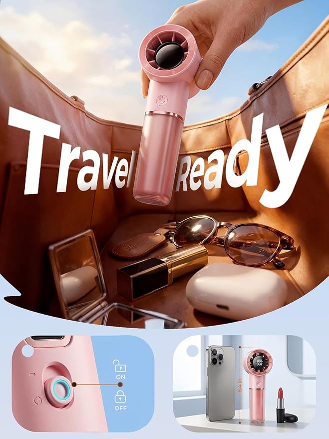 Handheld Portable Fan, 6-Speed Powerful Mini Personal Fan, Rechargeable 5000mAh - Image 5
