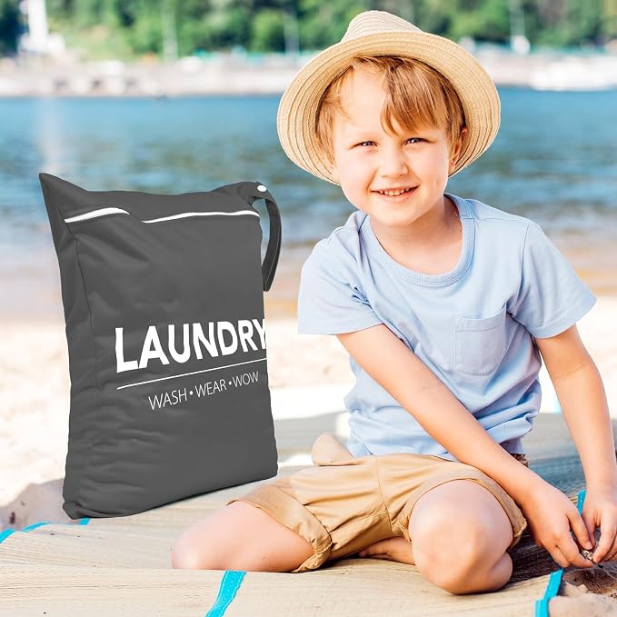 2 Pcs Large Travel Laundry Bag Waterproof Wet Dry Bag Washable Dirty Clothes Bag - Image 4