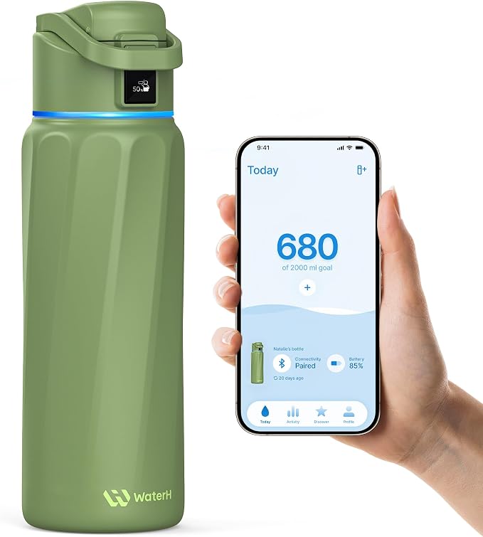 BOOST Smart Water Bottle with Reminder & Tracker, Double Wall Vacuum Insulated by WATERH