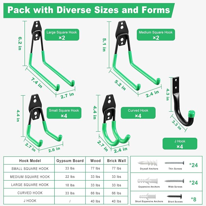 Garage Hooks, Heavy Wall Mount Duty Hooks - Image 2