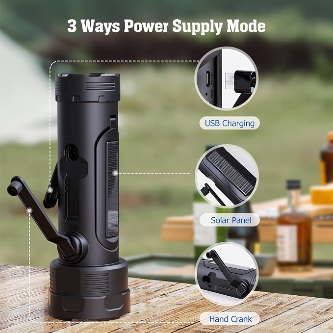 PPLEE Emergency Weather Radio NOAA Certified, Hand Crank Solar Flashlight Radio - Image 4