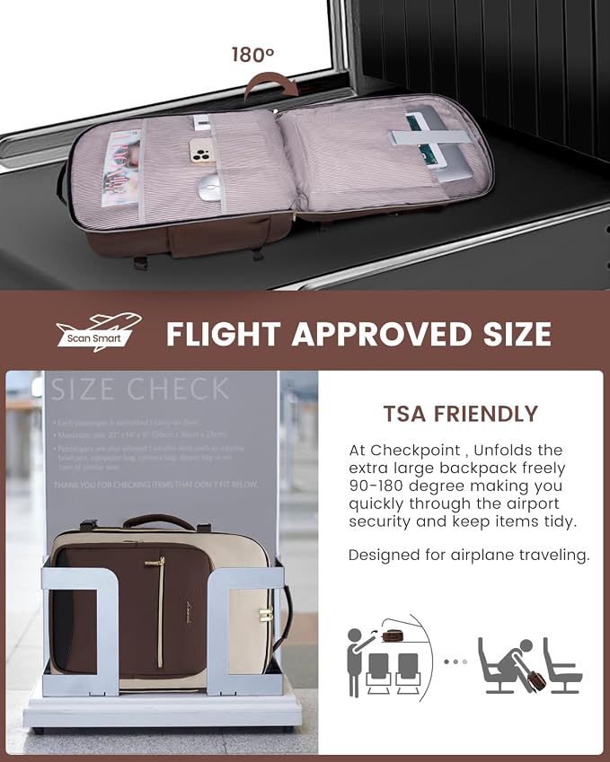 LOVEVOOK 50L Travel Backpack for Women & Men, Airline Approved Carry On Luggage - Image 5