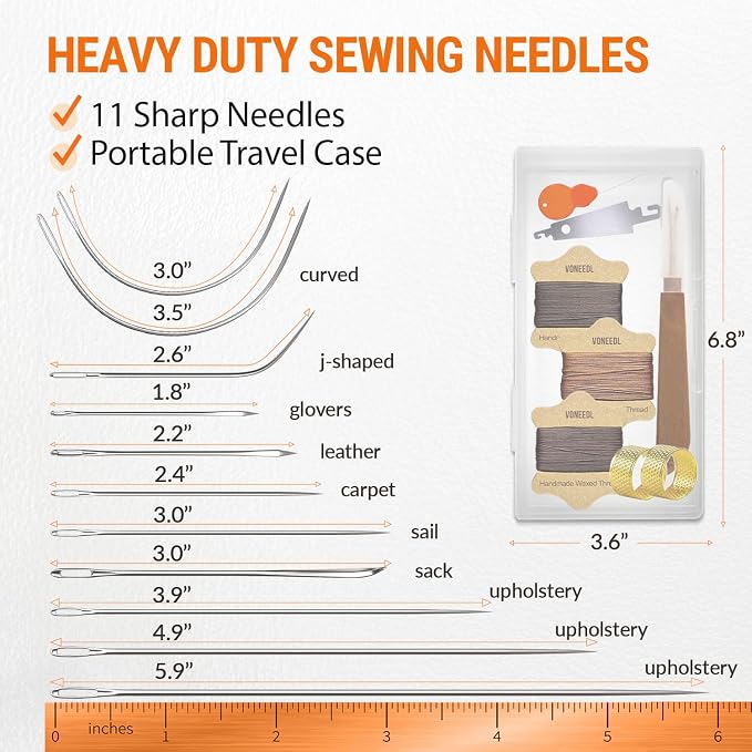 Upholstery Repair Kit: Waxed Sewing Thread & Heavy Duty Needles - Image 4